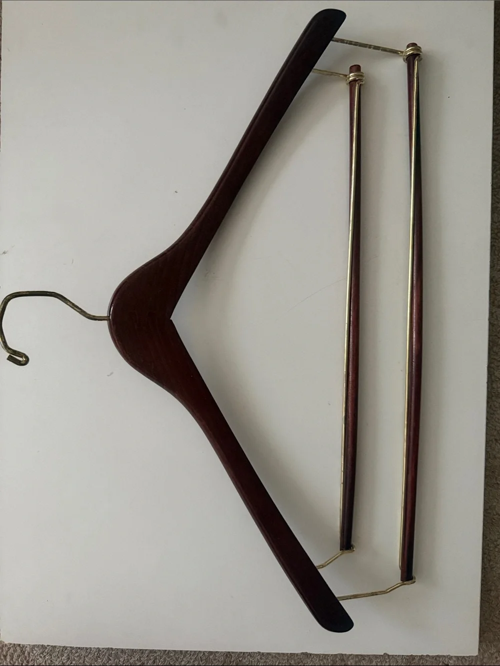 Premium Wooden Clothes Hangers with Pants Clips - Dark Brown